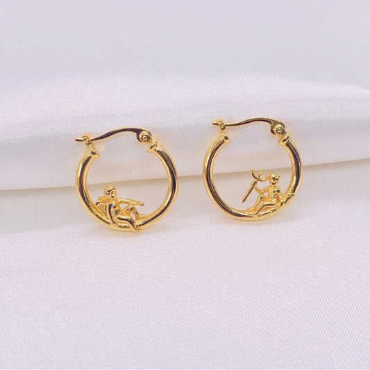 18K Gold Plated Angel and Demon Hoop Earrings for Women