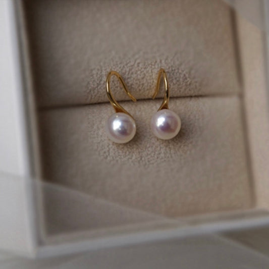 White Pearl Dangle Drop Earrings for Women