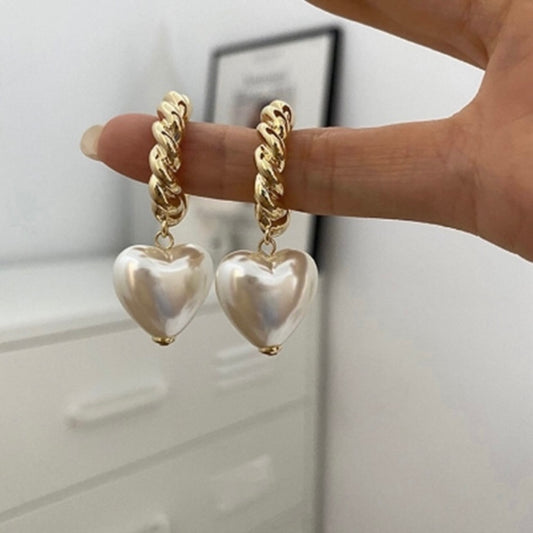 18K Gold Plated Love Heart Drop Dangle Earrings for Women