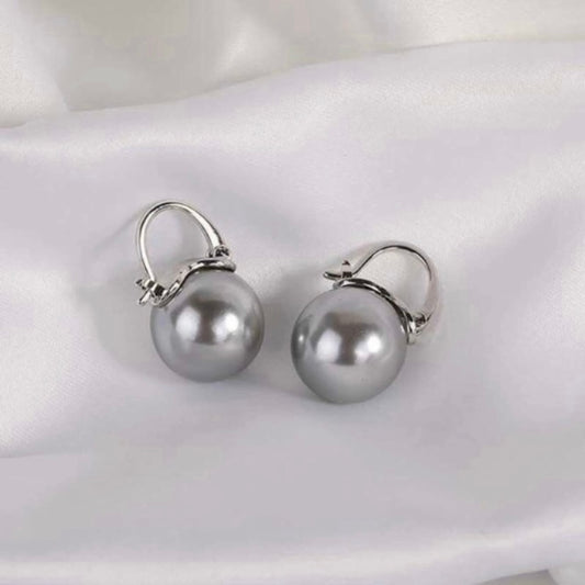 925 Silver Plated Gray Pearl Drop Dangle Earrings for Women