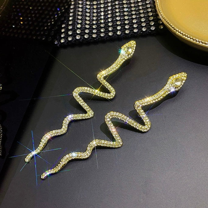 925 Silver Plated CZ Cubic Zirconia Snake Stud Earrings for Women