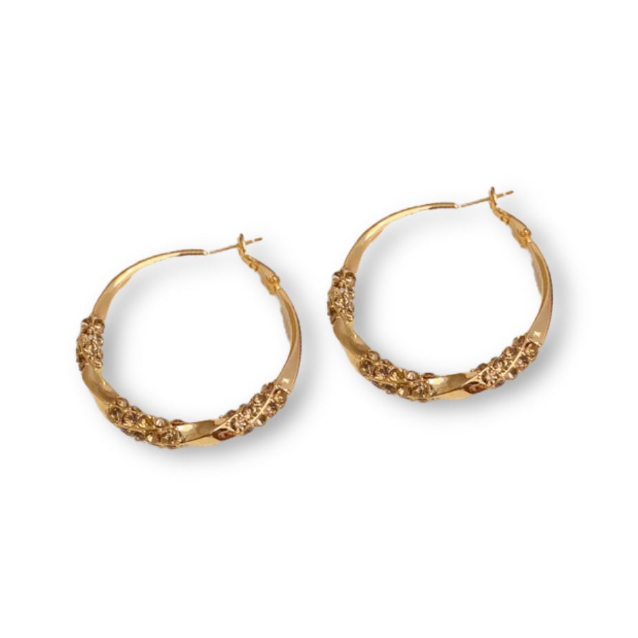 Twisted Gold Hoop Earrings for Women Elegant Classic Design Jewelry