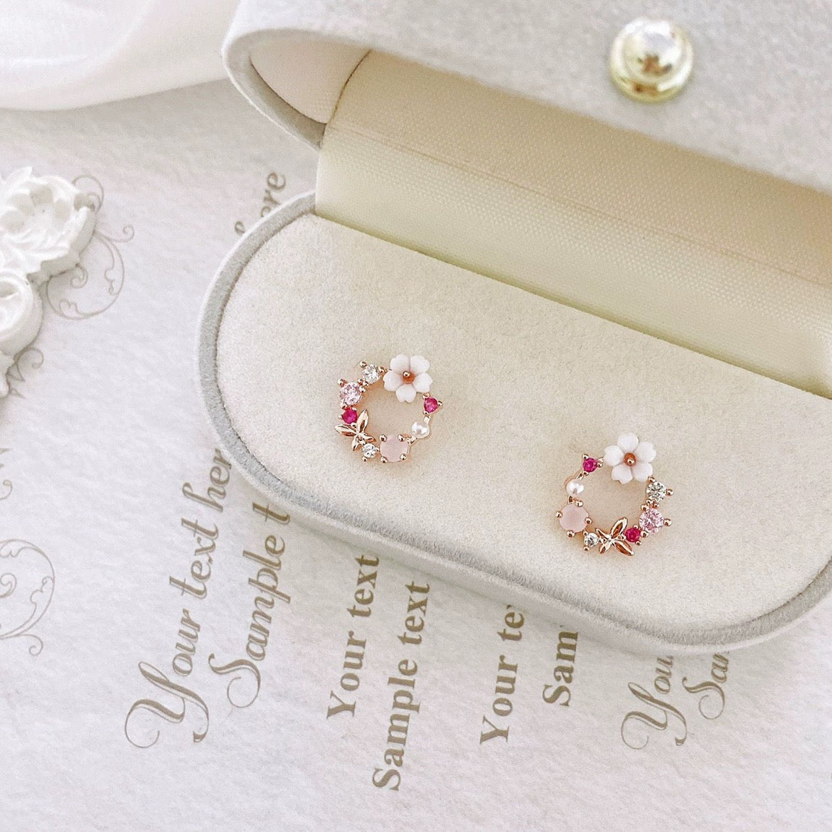Flower Stud Earrings for Women,CZ Cubic Zirconia Flower Earrings for Girls