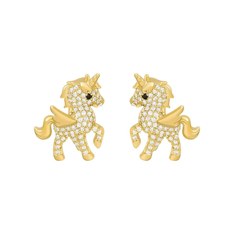Gold Unicorn Stud Earrings for Women Girls