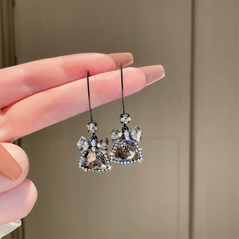 Women's Bow Crystal Drop Dangle Earrings