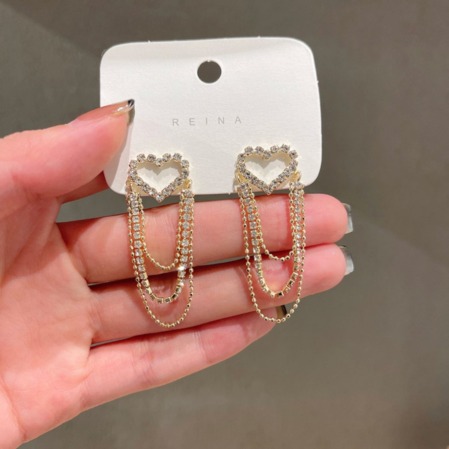 Love Heart Tassel Dangle Drop Earrings for Women