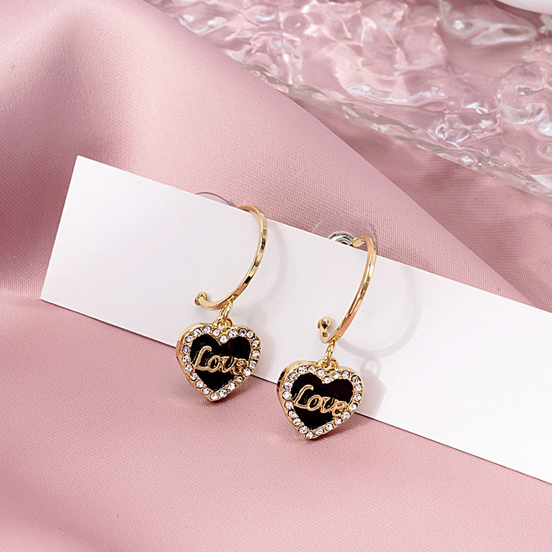 Love Heart Drop Dangle Earrings for Women